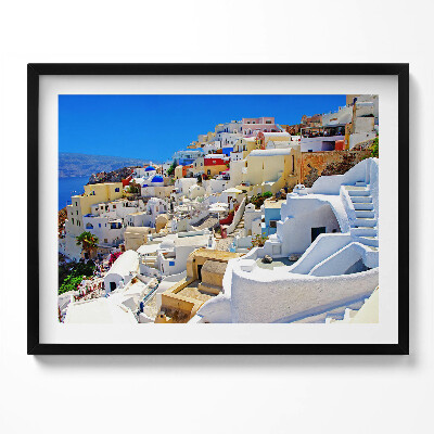 Tablou living cu rama Grecia Santorini