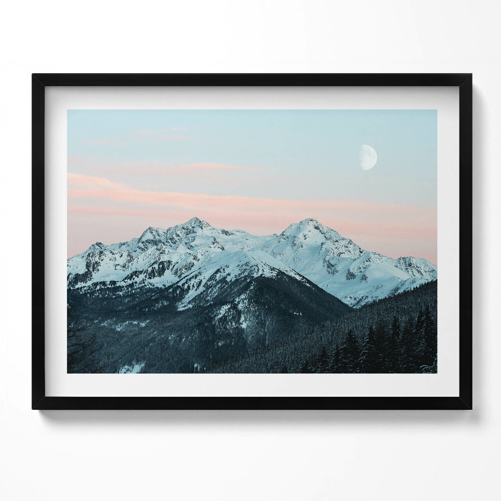 Tablou living cu rama Lanțul muntos iarna