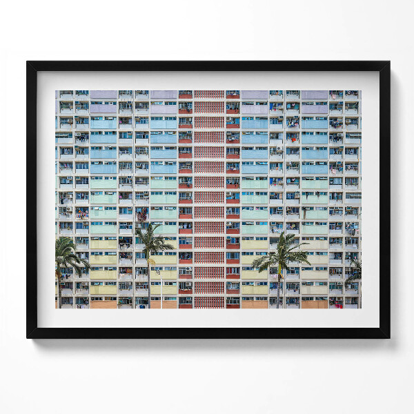 Tablou living cu rama Clădire colorată Hong Kong