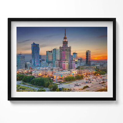 Tablou living cu rama Panoramă apus de soare Varșovia