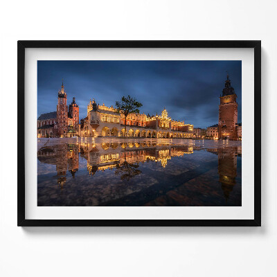 Tablou living cu rama Piața Cracovia - Hala de pânză