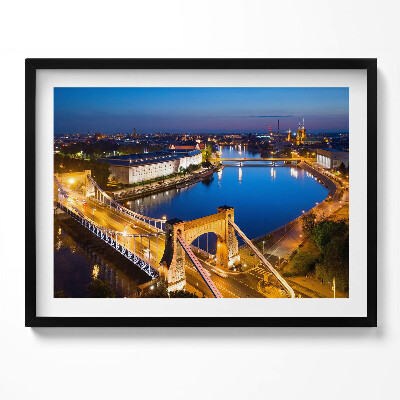 Tablou rama Orașul Wroclaw noaptea