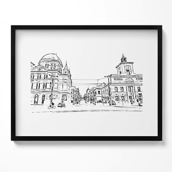 Tablou living cu rama Ilustrație a orașului vechi din Poznań