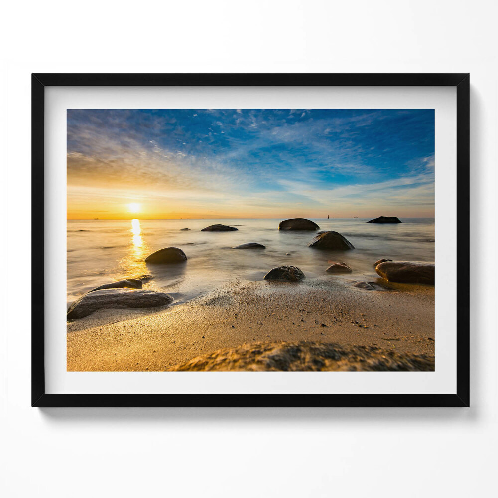 Tablou living cu rama Răsărit de soare Marea Baltică