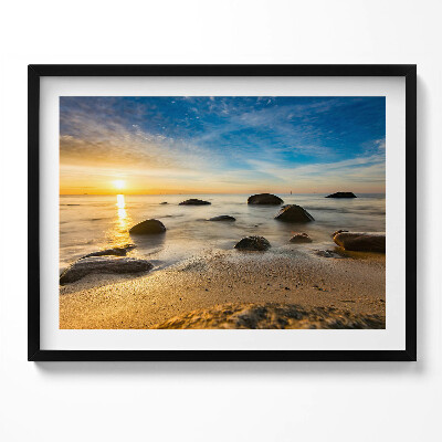 Tablou living cu rama Răsărit de soare Marea Baltică