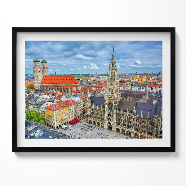 Tablou living cu rama Primăria Marienplatz din München