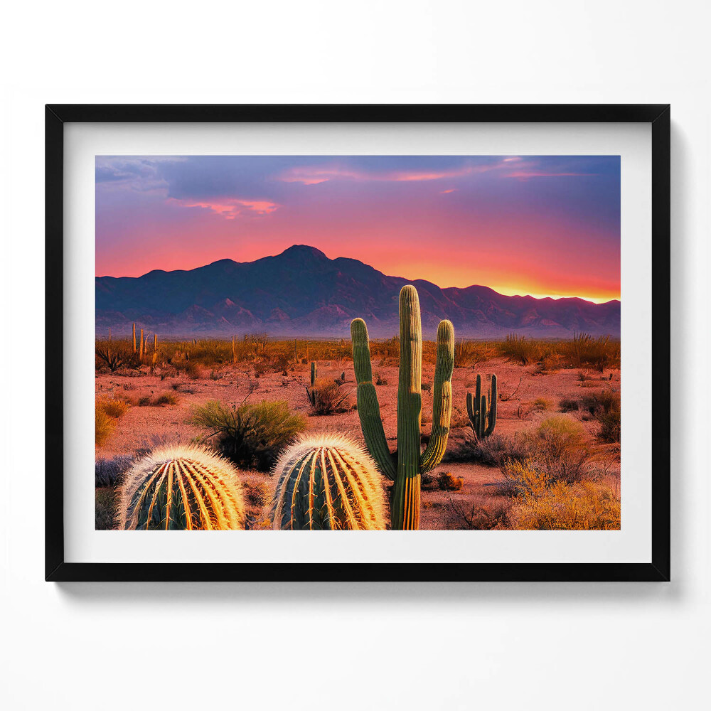 Tablou living cu rama Apus de soare în deșert