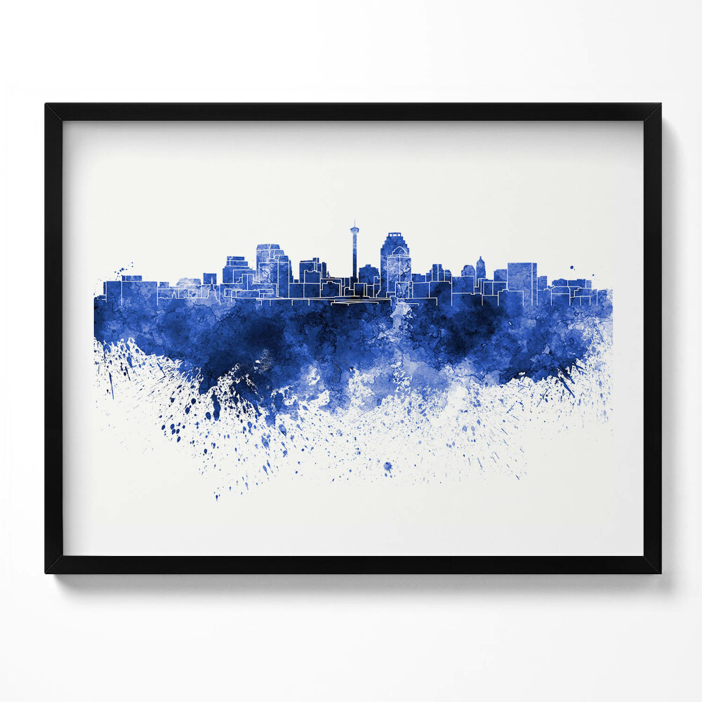 Tablou living cu rama Panoramă a acuarelelor din San Antonio