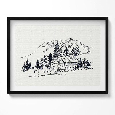 Tablou rama Desenul unei case la munte