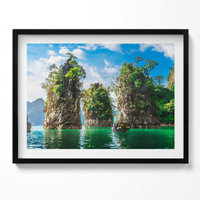 Tablou living cu rama Natura copacilor lacului