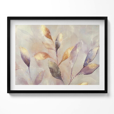 Tablou living cu rama Frunze boho pictate