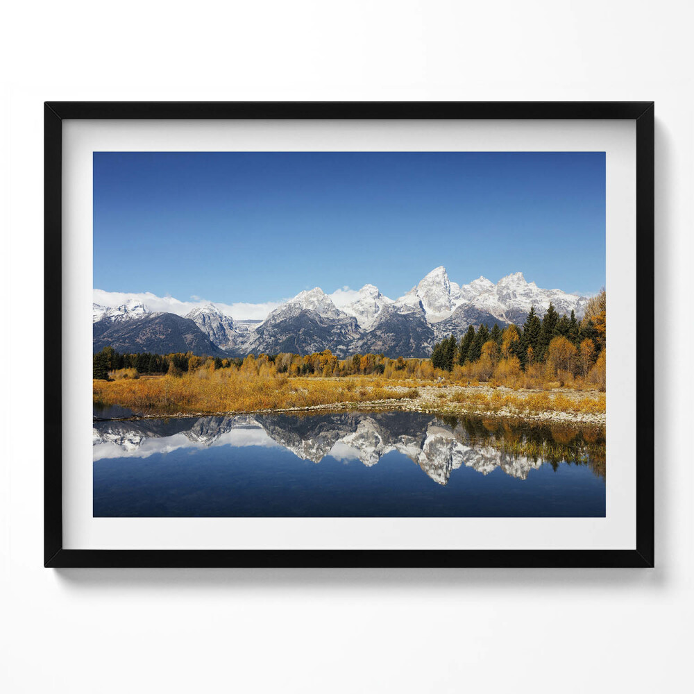 Tablou rama Lacul de munte și copacii de toamnă