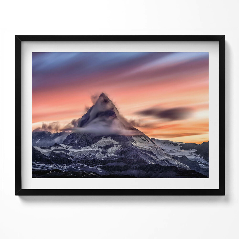 Tablou living cu rama Munte singuratic la apus