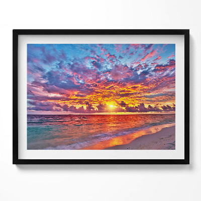 Tablou living cu rama Apus de soare peste mare