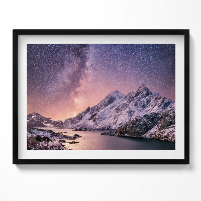 Tablou rama Aurora și cerul înstelat peste munți