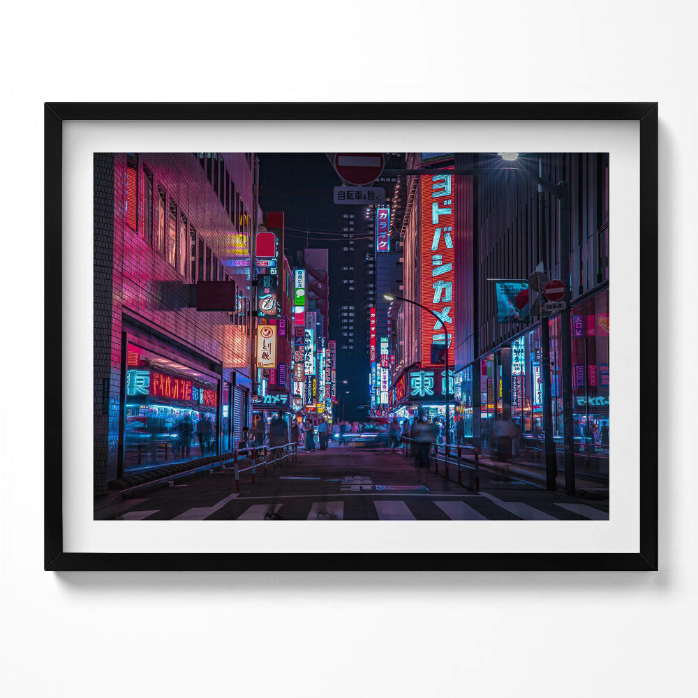 Tablou living cu rama oraș asiatic noaptea