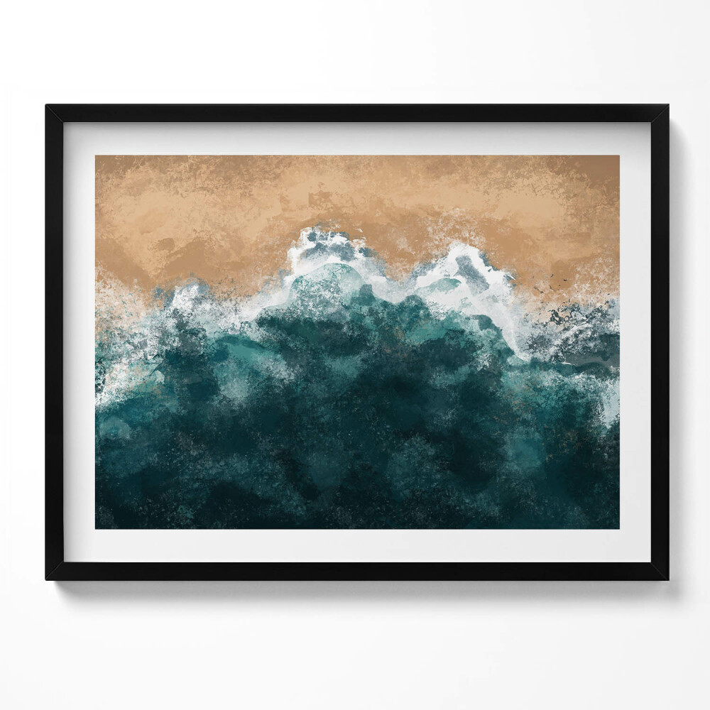 Tablou living cu rama Ilustrație aeriană a valurilor mării și a plajei