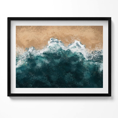 Tablou living cu rama Ilustrație aeriană a valurilor mării și a plajei