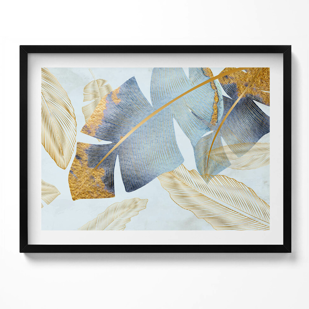 Tablou rama Frunze de bananier glamour cu aur