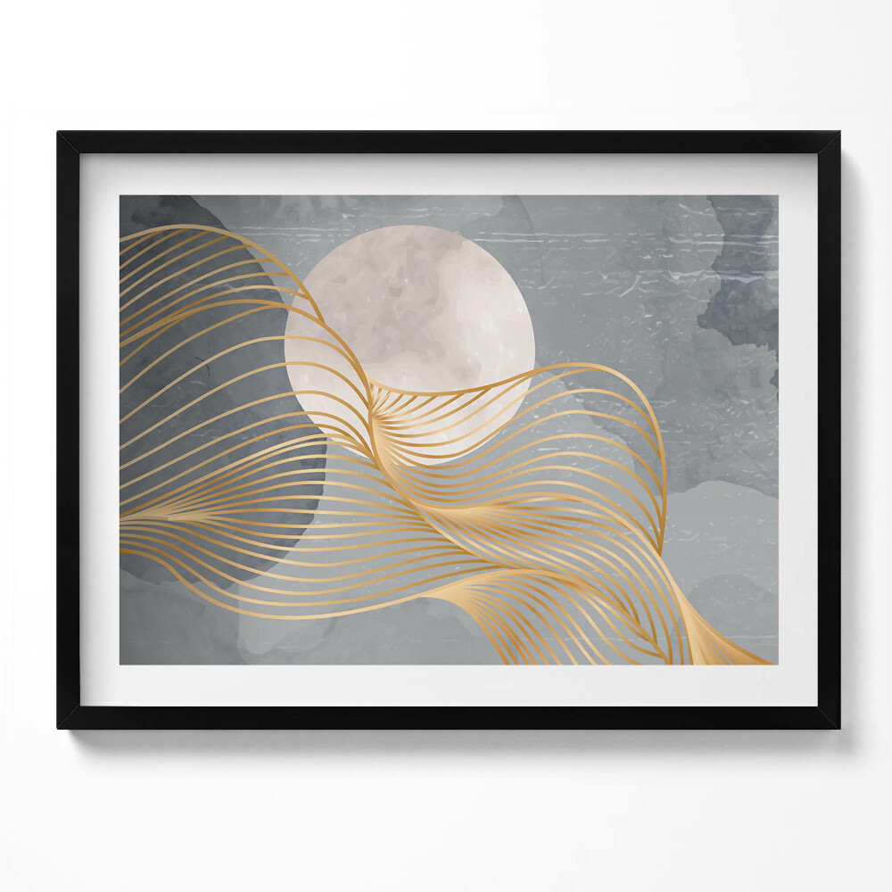 Tablou rama Ilustrație abstractă a lunii cu aur