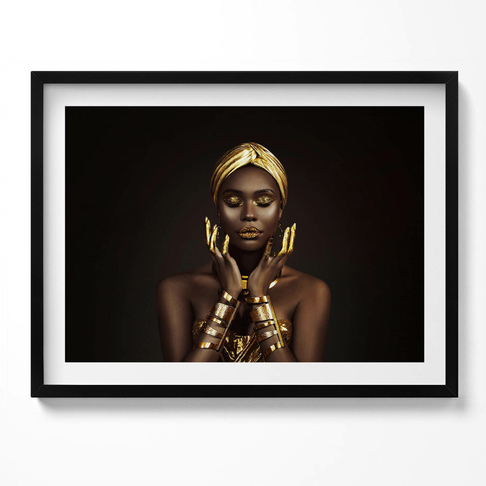 Tablou living cu rama Portretul unei femei africane în aur