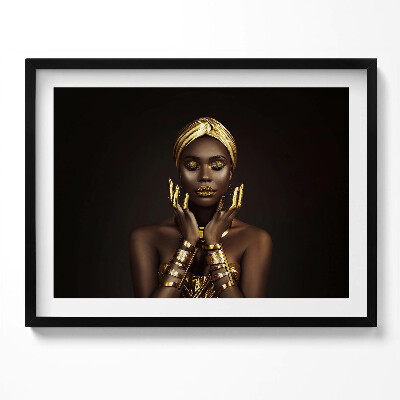 Tablou living cu rama Portretul unei femei africane în aur