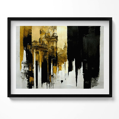 Tablou living cu rama Artă abstractă cu aur