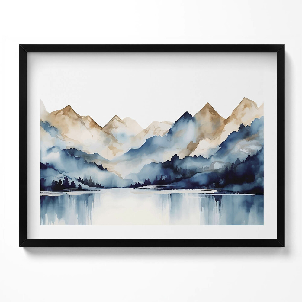 Tablou rama Peisaj în acuarelă cu munți și lacuri