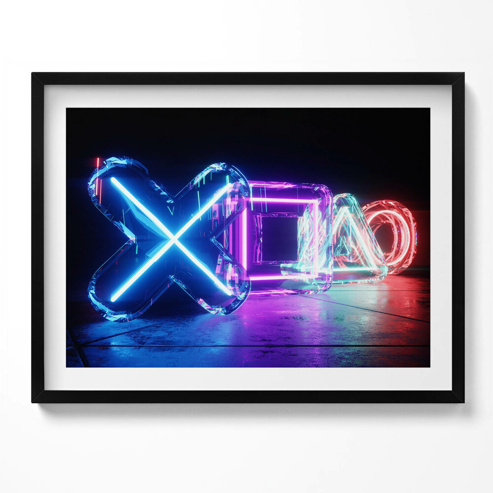 Tablou living cu rama Simboluri ale jucătorilor - simboluri pe consola