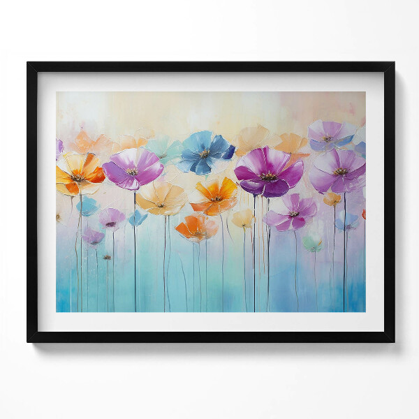 Tablou living cu rama Flori colorate pictate