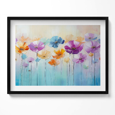 Tablou living cu rama Flori colorate pictate