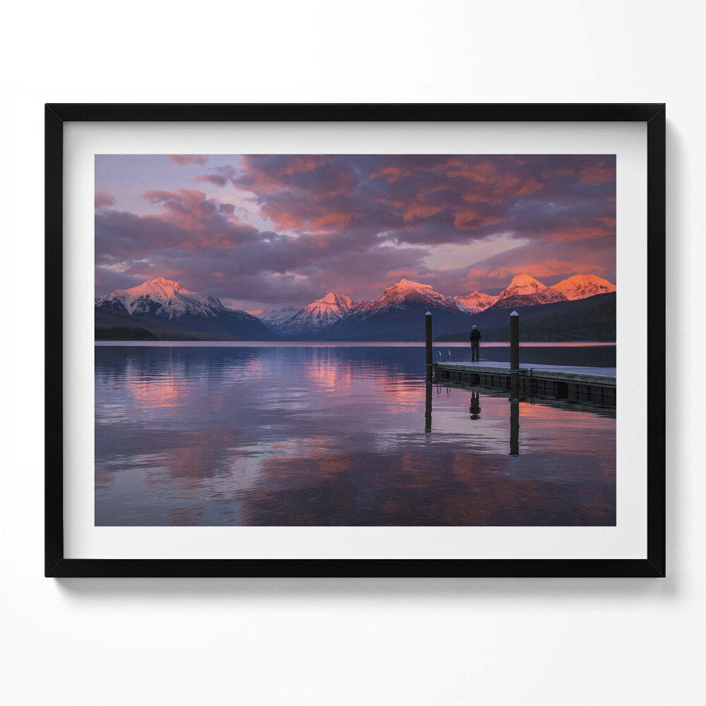 Tablou living cu rama Munți și nori lac