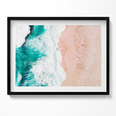 Tablou living cu rama Valurile mării pe plajă din vedere de pasăre