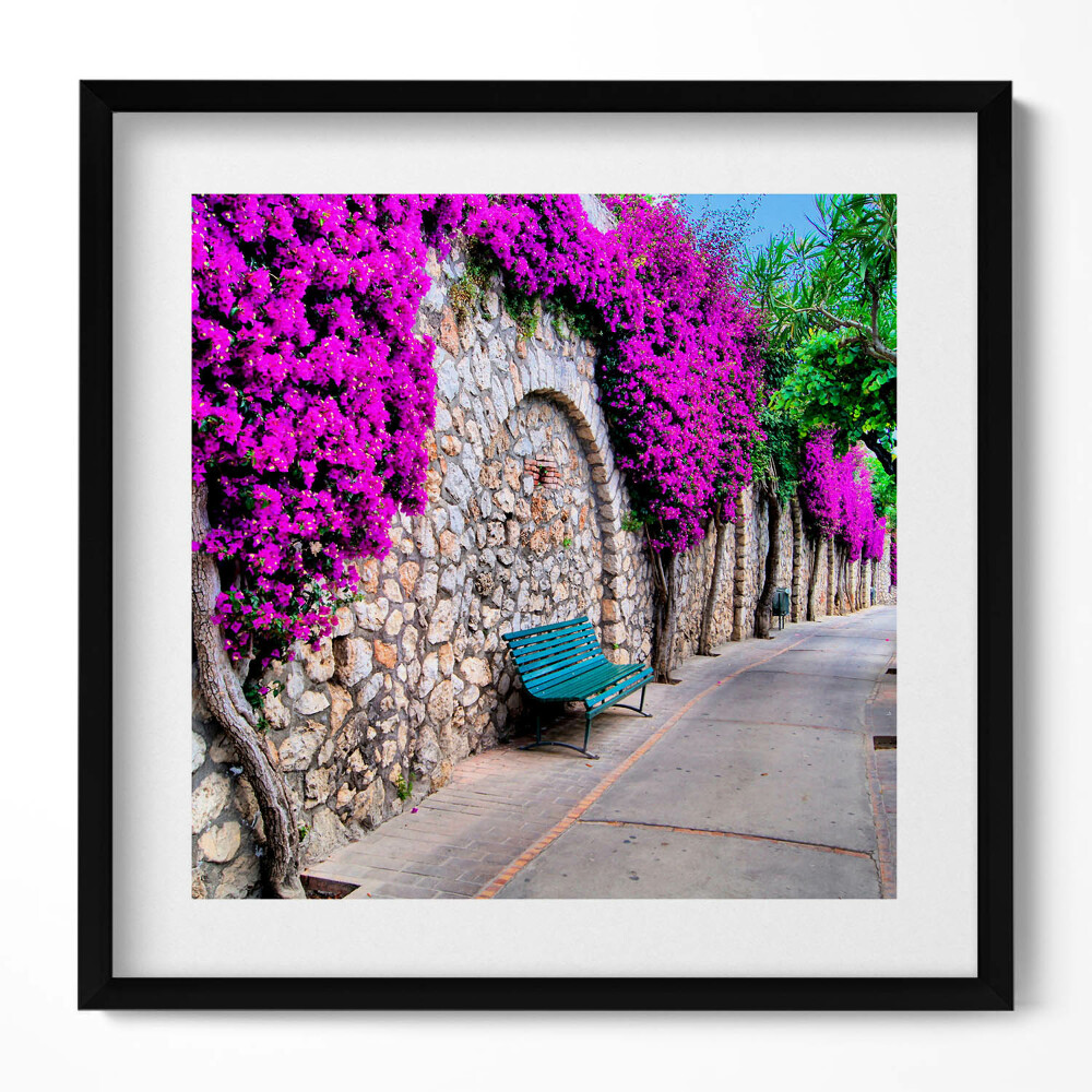 Tablou living cu rama unic Calea cu flori în Capri, Italia