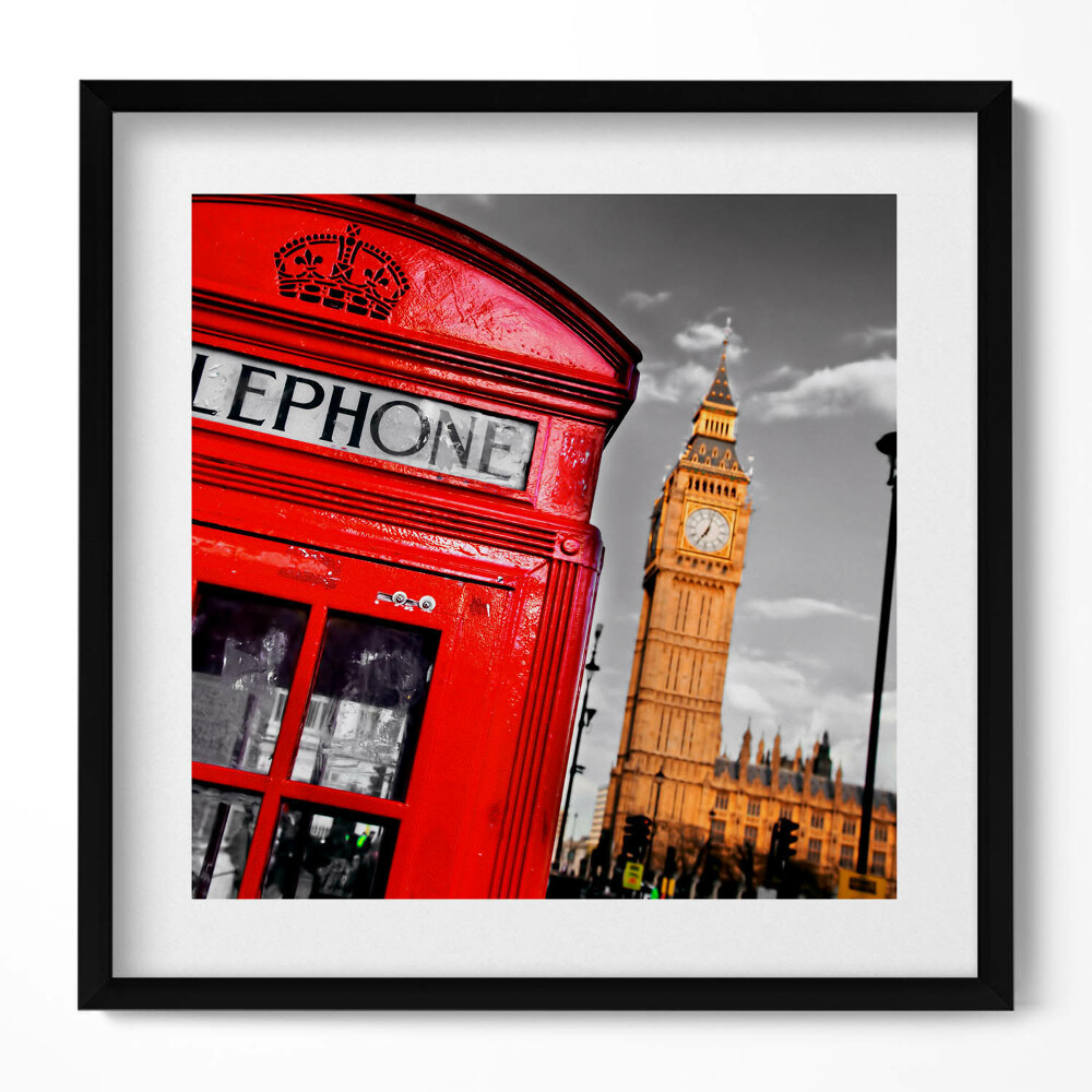 Tablou living cu rama unic Cabină telefonică și Big Ben - Anglia