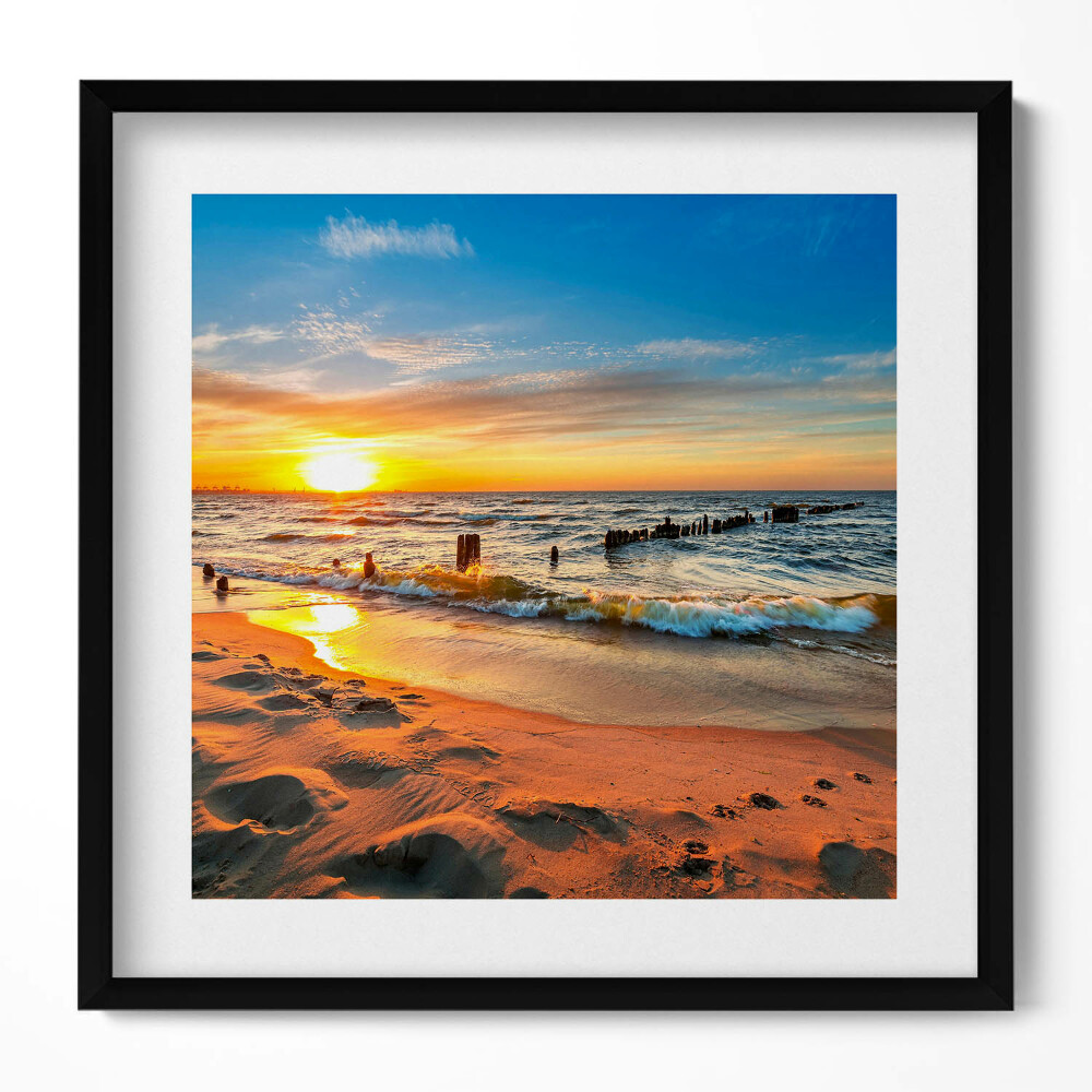 Tablou living cu rama unic Răsărit de soare peste mare