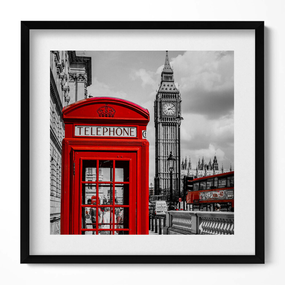Tablou living cu rama unic Cabină telefonică roșie și Big Ben - Marea Britanie