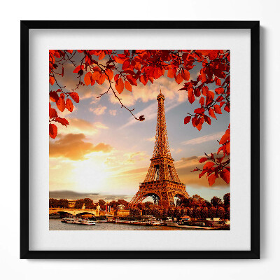 Tablou rama unic Turnul Eiffel printre frunze