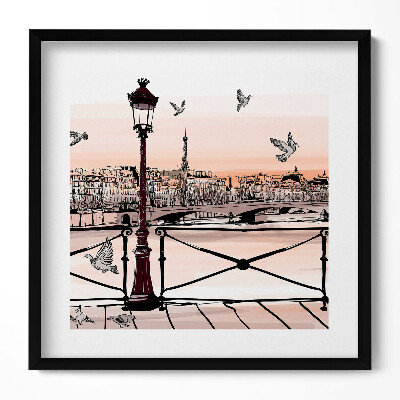 Tablou living cu rama unic Apus de soare pe Sena