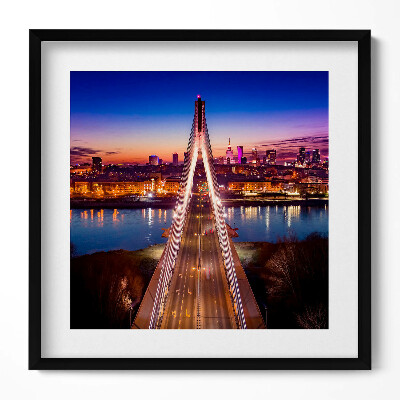 Tablou living cu rama unic Podul și orașul seara