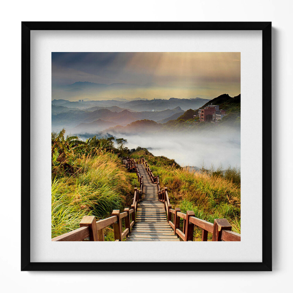 Tablou living cu rama unic Vedere a scărilor din munți