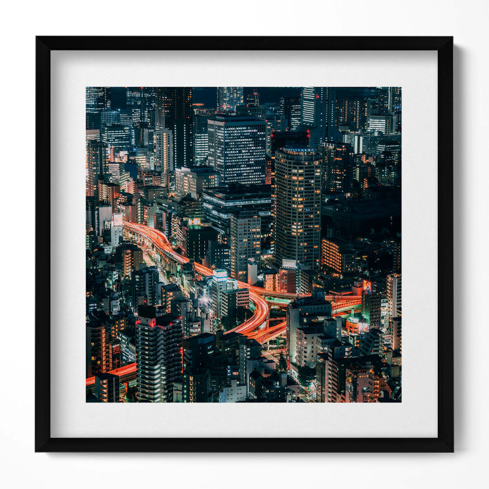 Tablou living cu rama unic O vedere de sus a orașului noaptea