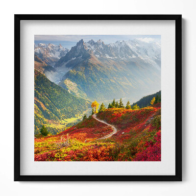 Tablou living cu rama unic Peisaj de munți și pajiști colorate