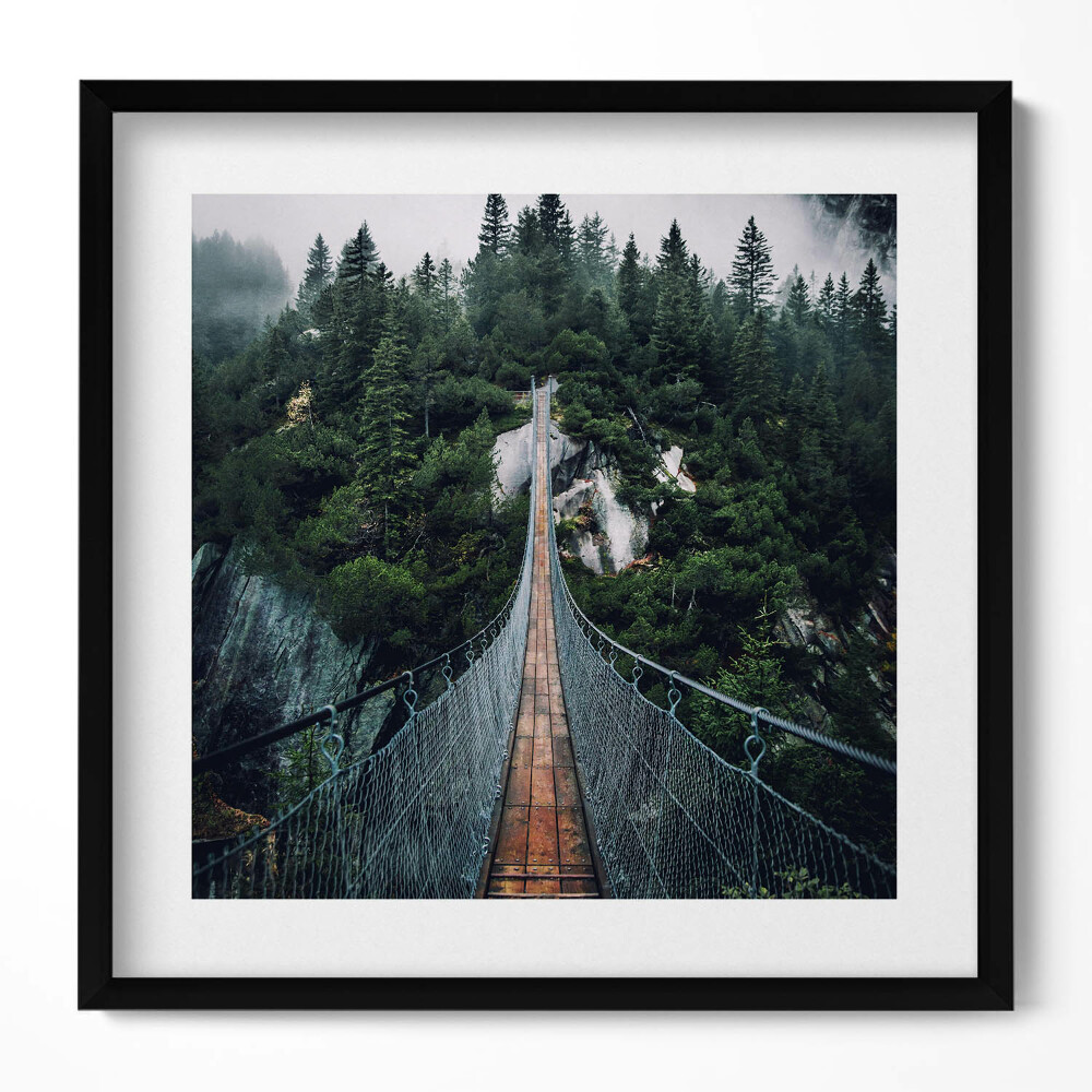 Tablou living cu rama unic Pod suspendat peste pădure