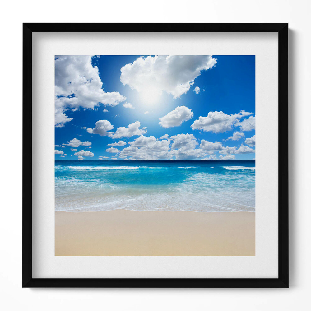 Tablou living cu rama unic Plajă, mare și orizont