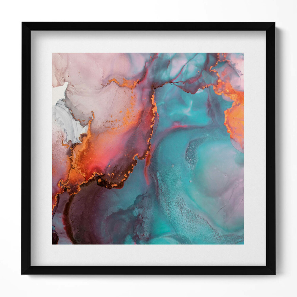 Tablou rama unic Marmură aurie turcoaz