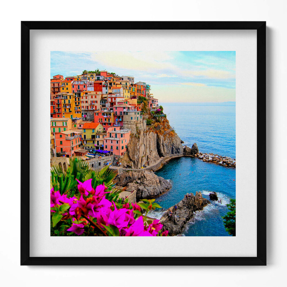 Tablou rama unic Flori și coasta Cinque Terre, Italia
