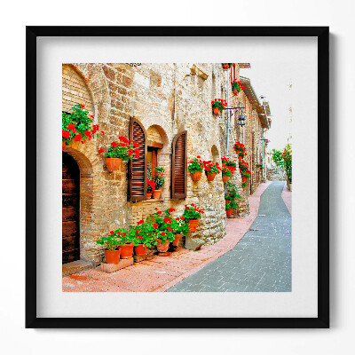 Tablou living cu rama unic O stradă pitorească cu flori