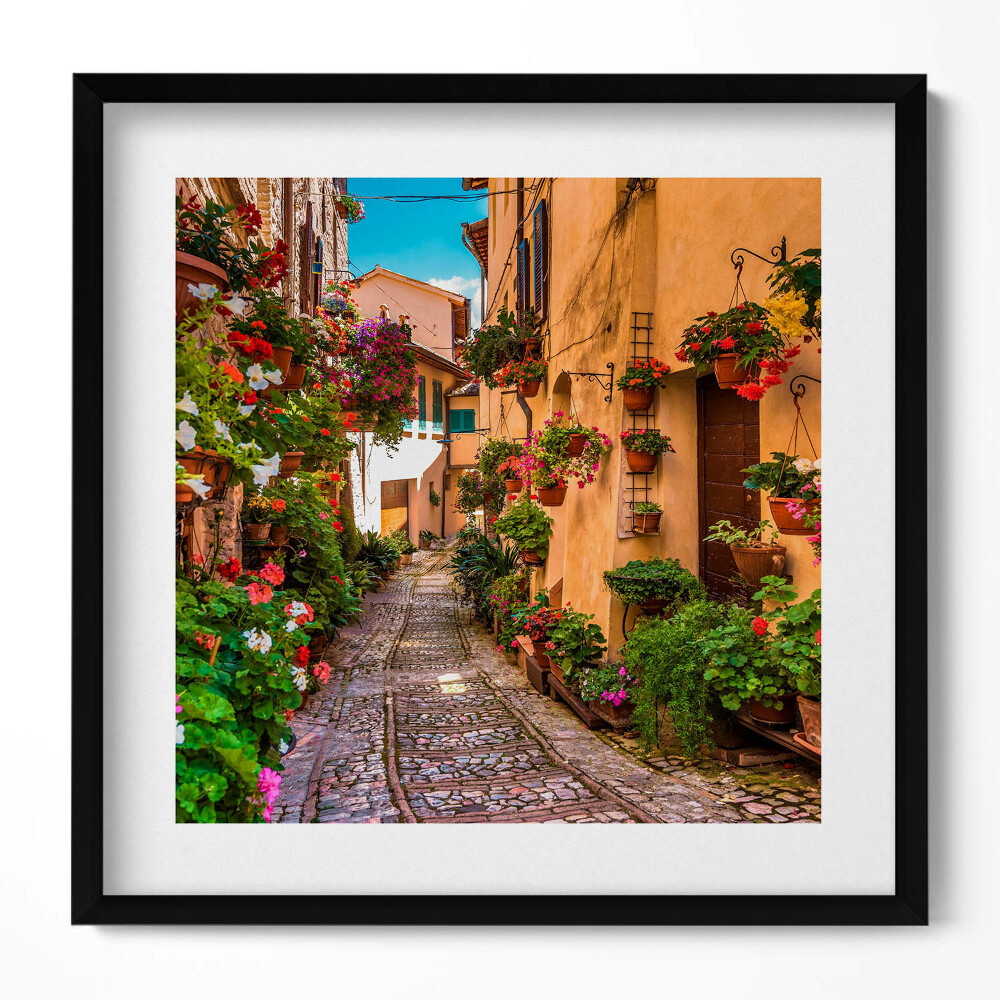 Tablou living cu rama unic Strada Florilor din orașul umbrian