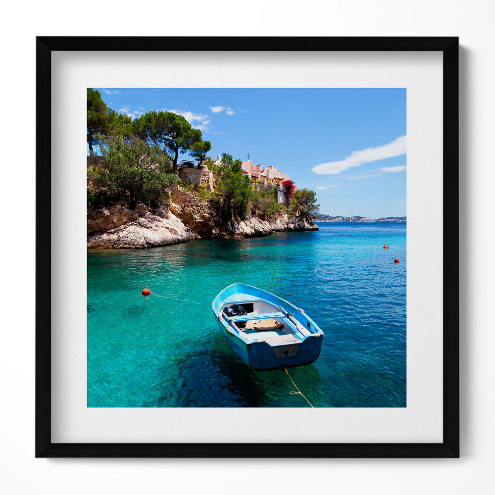 Tablou rama unic O barcă pe o mare turcoaz